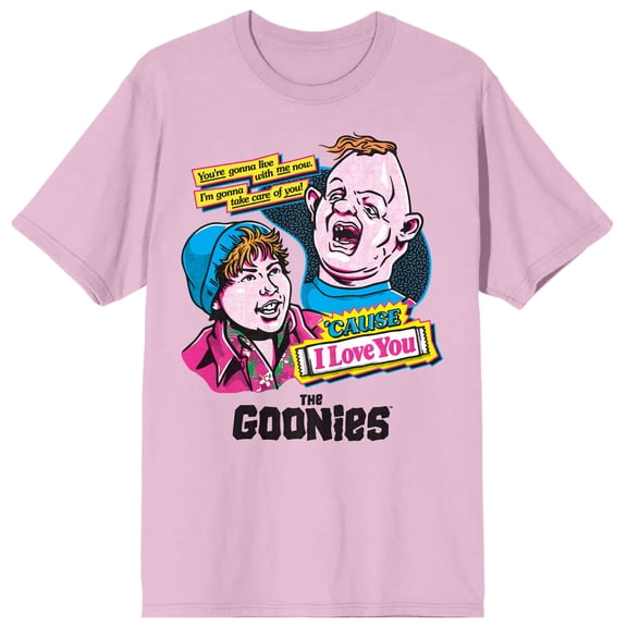 The Goonies Sloth & Chunk Adult Cradle Pink Crew Neck Short Sleeve T-shirt