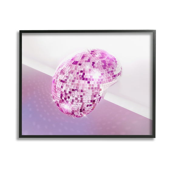Stupell Industries Purple Melting Disco Ball Abstract Painting Black Framed Art Print Wall Art, 14 x 11