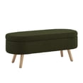 thumbnail image 6 of GZXS 42 Inch Oval Entryway Storage Bench, Boucle Upholstered Flip-Top Ottoman with Safety Hinges and Rubber Wood Legs (Dark Green), 6 of 6
