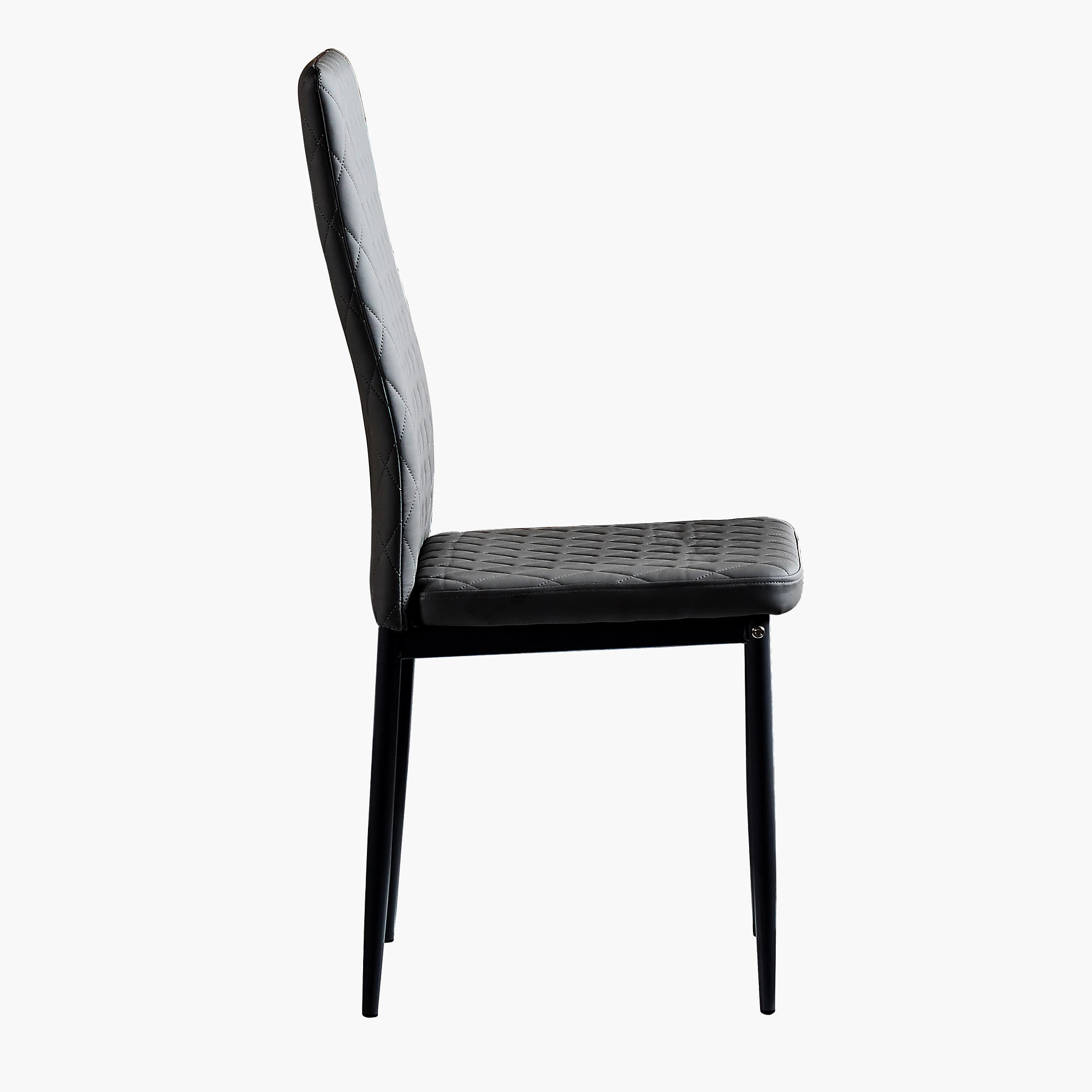 Kepooman Set of 4 Modern Diamond Grid Pattern Dining Chairs, Black Kepooman Set of 4 Modern Diamond Grid Pattern Dining Chairs, Black