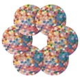 thumbnail image 7 of Yayeee 6 PCS Drink Coasters with Holder Set Woven Absorbent Round Tabletop Hot Pad, Light Colorful Circles, 7 of 7