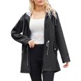 thumbnail image 4 of Hanerdun Women Rain Coats Hooded Jacket Female Zipper Pocket Rainwear Black XL, 4 of 6