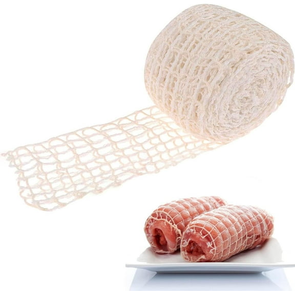 Meat Netting Roll,Size 18,Elastic Smoked Meat Poultry Ham Netting Meat Butcher Twine Net Roll Wrapping Net,Beef Netting Roll for Meat Sausage Making Cooking Packaging, 5m