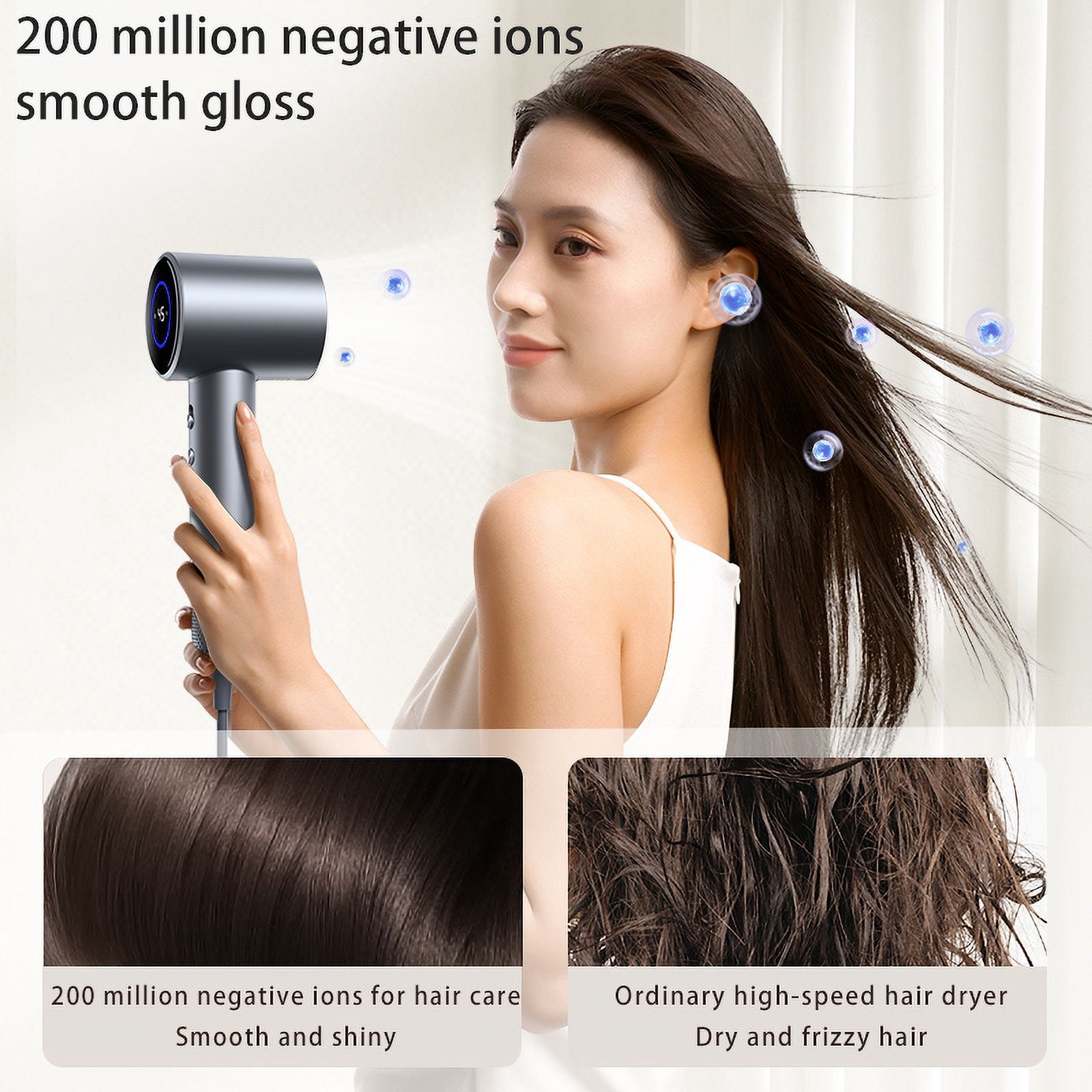 LEMULEGU HighSpeed Hair Dryer, 110V, Brown, RPM, Diffuser, Nozzles