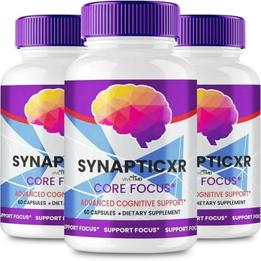 Synaptic XR Core Focus Capsules, SynapticXR Brain Supplement Memory and Focus (3 Pack)