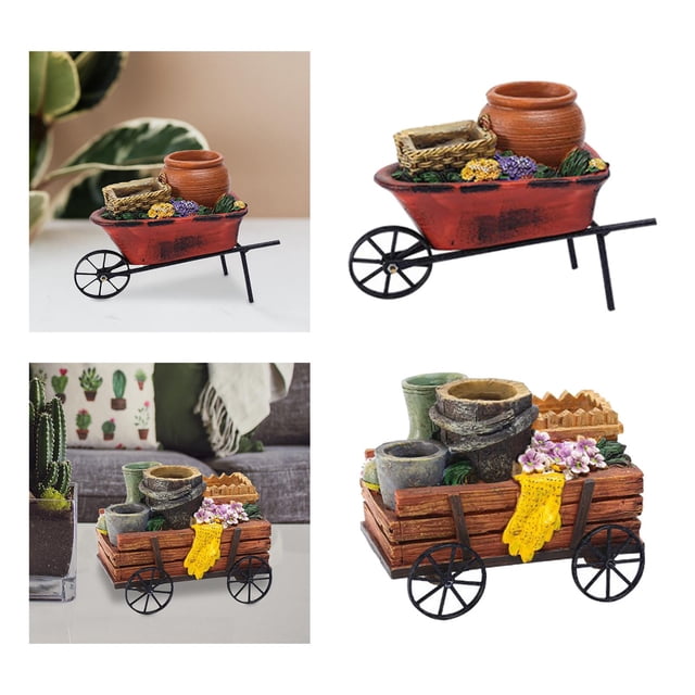 de rueda de resina creativa de hierro ,Cart Flower Pot Do Old Reutilizable suavemente duradero,Soporte patio de jardín ornamental retro,Diseño de decoración Baoblaze Maceta