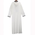 thumbnail image 7 of Men Muslim Thobe Kaftan Abaya Robe Long Sleeve Loose Hood Casual Big Tall Dubai Saudi Arabian Gown Dress Eid Wear, 7 of 7