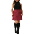 thumbnail image 2 of Agnes Orinda Women's Plus Size Corduroy Skirts Elastic Waist Button Down Fall Winter Short Mini Skirt with Pockets 1X Burgundy, 2 of 7
