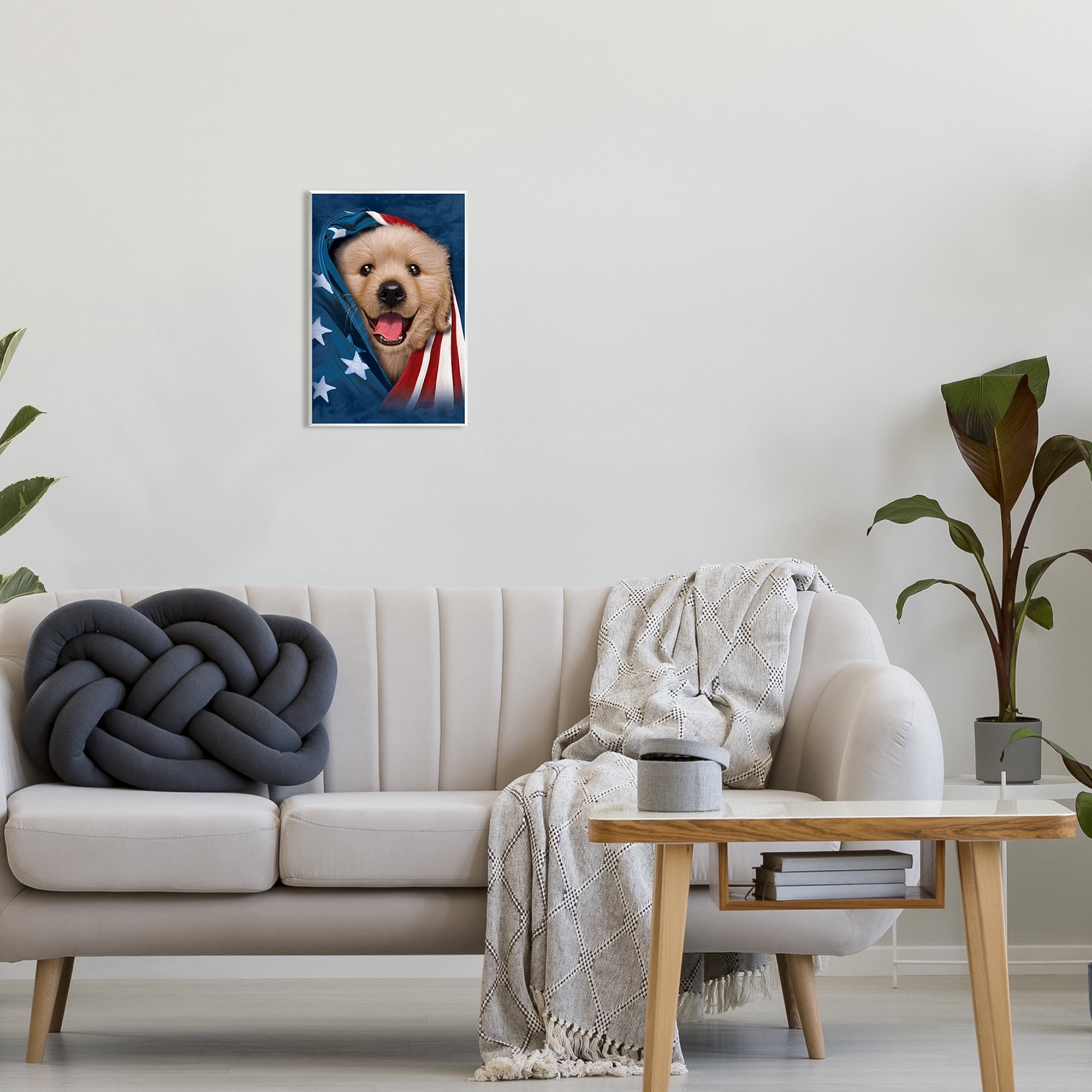 Stupell Industries Puppy & American Flag Animals & Insects Painting Unframed Art Print Wall Art, 10 x 15