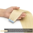 thumbnail image 7 of Tape in Hair Extensions Human Hair Platinum Blonde 14-24Inch 20pcs/pack Straight Seamless Skin Weft Tape in Real Human Hair Extensions #60, 7 of 7
