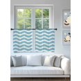 thumbnail image 4 of Sheer Curtains 54 Inch Length 2 Panels Set for Kitchen, Blue White Semi Sheer Curtains for Windows, Modern Abstract Waves Water Ripple Striped Voile Window Treatments Rod Pocket Curtain, 4 of 7