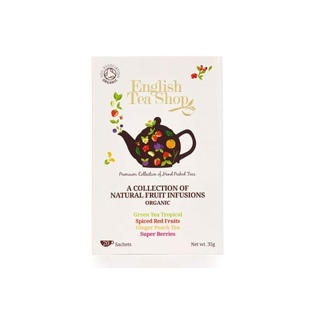 English Tea Shop Natural Fruit Infusions Organic Tea Collection - 20 Sachet Tea Bags 1 Pack,