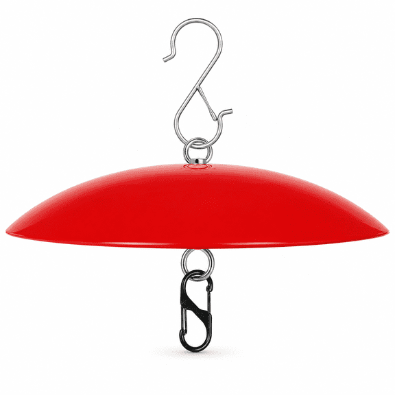 13 in Bright Red Hummingbird Feeder Rain Cover, PP Dome Guard and Hanging Weather Baffle for Outdoor Bird Feeders