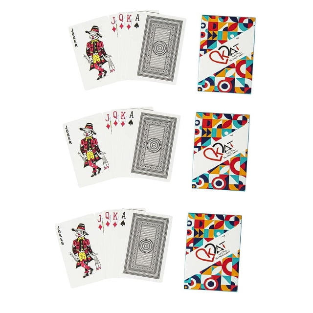 Kat Let’S Play 3 Piece Plastic Coated Playing Cards Design F | Single Color Pack Premium Art Card Paper Decks For Bridge Rummy Poker Diwali Taash Game With Much Better Look, Use For Party & Game
