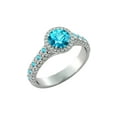 thumbnail image 2 of 2.50 ctw Blue Topaz Ring with Diamonds 14K White Gold Vintage Micro Pave Halo, 2 of 7