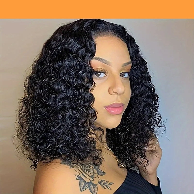European and American women's small roll synthetic short wig black fluffy natural fashion front lace full head cover Wigs