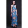 thumbnail image 3 of Bimba Floral Ladies Crew Neck Waist String Print Maxi Dress with Side Slits Summer Wear-XX-Large, 3 of 6