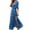 Blue, variant on European And Spring/Summer New Bohemian Long Dress Short Sleeved V-neck And Ankle Dress