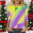 thumbnail image 4 of Ladies Mardi Gras Tops Funny Graphic Crew Neck Tee Shirts Lightweight 3/4 Sleeve New-Orleans Party Pullover Soft Fat Tuesday Outfits 2026, 4 of 7