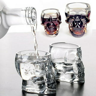 Asdomo Vintage Skull Glass Cup,With Built-In Straw,200ml/6.7oz Creative Fun  Cocktail Glasses For Juice, Wine 