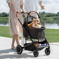 thumbnail image 3 of AILEEKISS 4-Wheeled Pet Stroller, Folding Cat and Dog Stroller with Brake, Up to 58 LBS, Black, 3 of 9