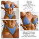 thumbnail image 5 of Traje de baño para mujer, 2 piezas, cuello halter, lazo lateral, color puro, traje de baño, traje de baño, bikini azul L, 5 of 6