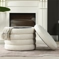 thumbnail image 2 of Fuji 22" Upholstered Boucle Round Storage Ottoman Ivory White, 2 of 9