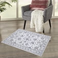thumbnail image 2 of HOMERRY 2' x 3' Entryway Area Rug for Living Room Vintage Distressed Floral Small Rug Geometric Indoor Accent Rug, Lighy Gray, 2 of 6