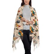 Rateoe Rooster Women's Traditional Scarf Wrap Tassel Shawl Fringes Neck Head Shawl Retro Scarf