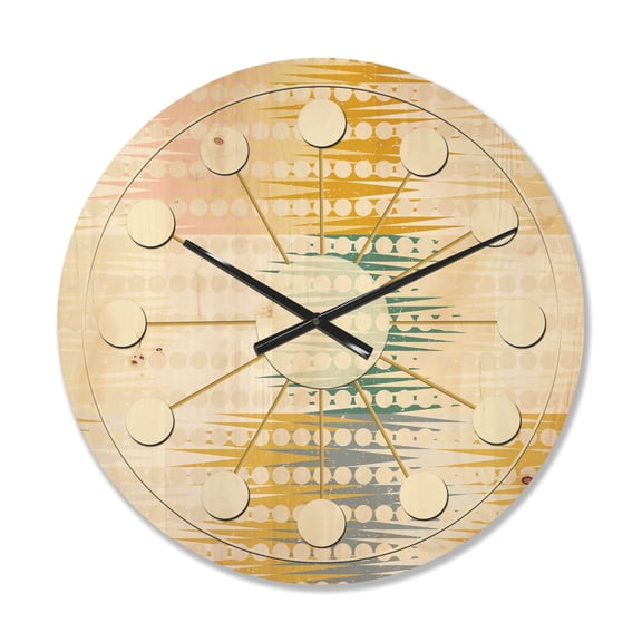 Designart 'Abstract Retro Design VIII' Mid-Century Modern Wood Wall Clock