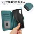 thumbnail image 4 of Allytechgroup Wallet Phone Case for iPhone XR, Built-in Credit Card Slot Shoulder Strap Wrtst Strap PU Leather RFID Blocking Shockproof Full Body Cover for Women Girls, Green, 4 of 8