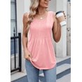 thumbnail image 4 of Women's Loose Fit Sleeveless Tank Top, Solid Color, Crew Neck, Lightweight Ribbed Fabric, Available in Pink & White, 4 of 6