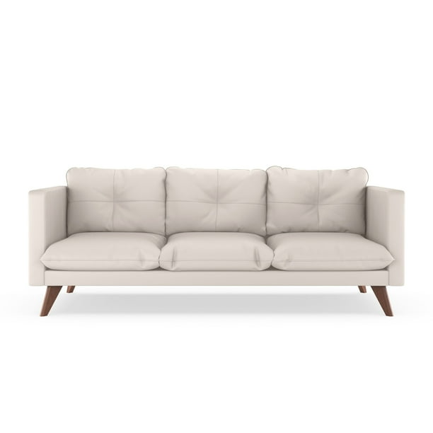 Kaleb Sofa Vegan Leather Ivory Com Kaleb Sofa Vegan Leather Ivory, Kaleb Tufted Leather Sofa