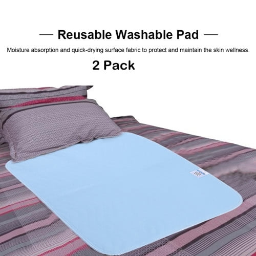 2 Pack, Bed Pad Standard Reusable Underpad Washable 45 * 60 Blue