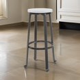 thumbnail image 2 of Benjara Isla 29 Inch Barstool, Set of 2, Farmhouse Style, Black Metal, White Seat, 2 of 6