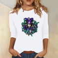 thumbnail image 2 of YUGYXL 3/4 Length Sleeve Tshirts for Women Mardi Gras Carnival Printed Shirts Ladies Crew Neck Basic Fit Clothes Lounge Soft Tunic Tees Celebration Parade Tops Sales, 2 of 5