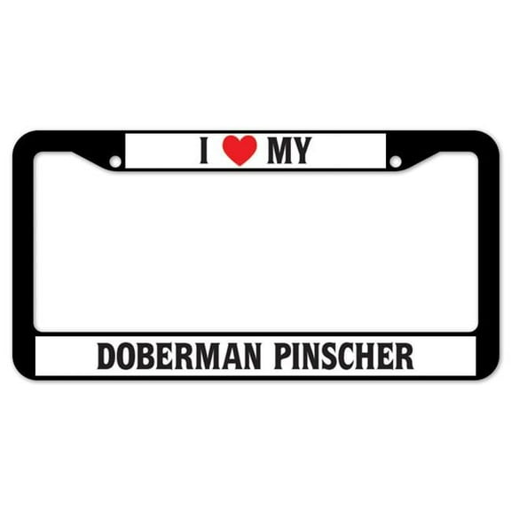 SignMission D-LPF-02-87 12 x 6 in. I Love My Doberman Pinscher Plastic License Plate Frame & Tag Holder