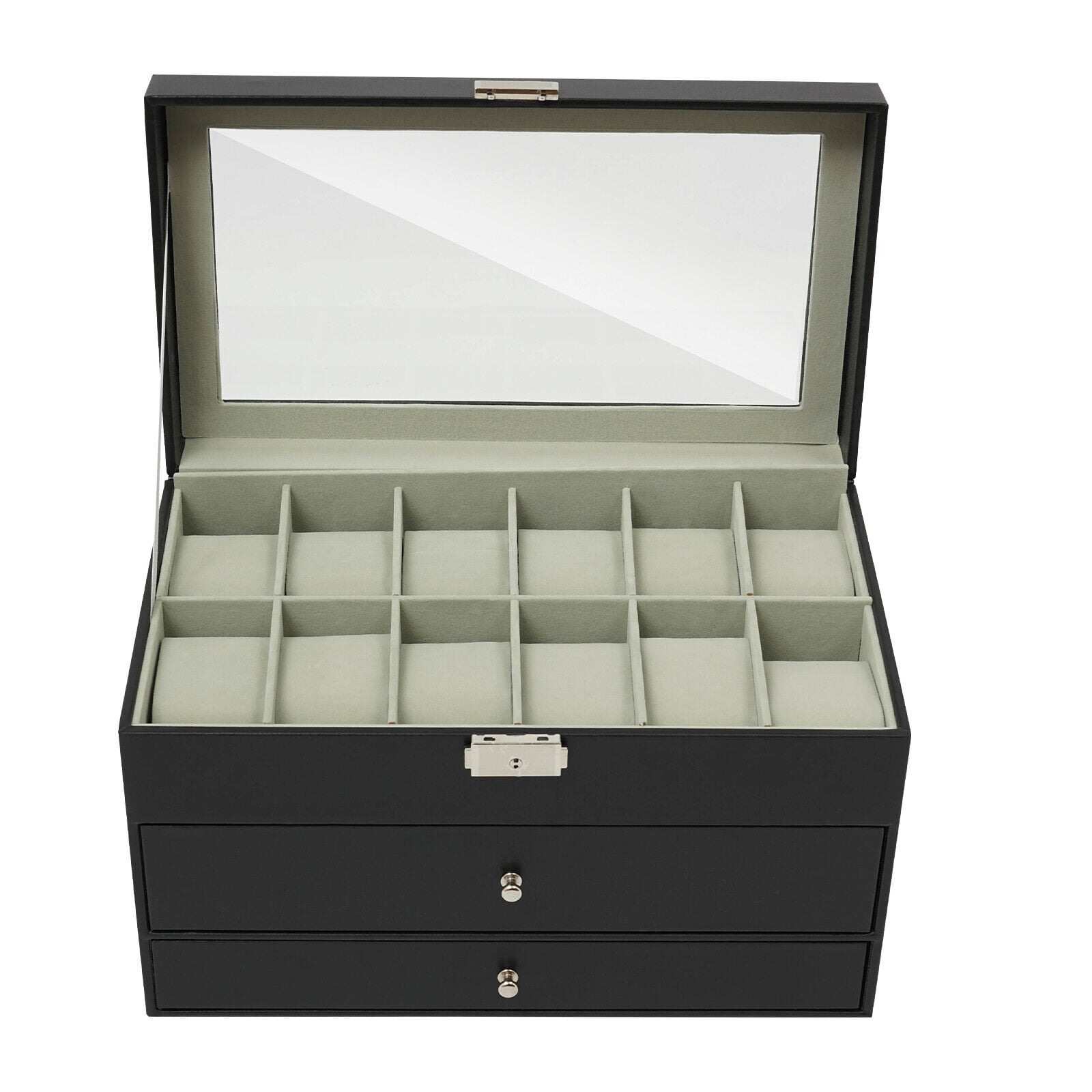 3-Tier Jewelry Organizer Box - Premium Density Board Watch & Jewelry Storage Case with Adjustable Compartments for Rings, Necklaces, Earrings - Stylish Display & Travel-Friendly Design