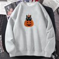 thumbnail image 3 of Pumkin-Sudadera con capucha y cuello redondo para mujer, ropa de calle de manga larga con estampado de gato y fantasma para Halloween, otoño, 3 of 4