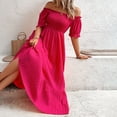 thumbnail image 5 of Sngxgn Women's Crew Neck Lounge Long Dress Elegant Long Sleeve Ribbed Bodycon Maxi Dresses(Hot Pink,XL), 5 of 8