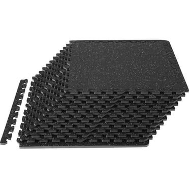 BENTISM 24" x 24" Black Gray Interlocking Floor Mats 12 Pieces