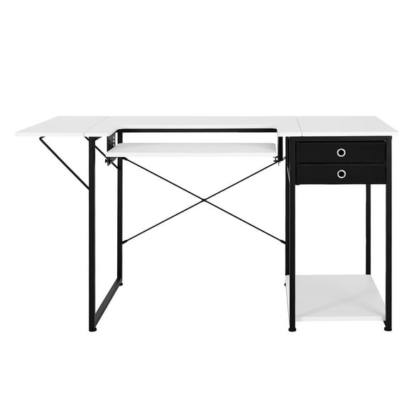 KFFKFF Multipurpose Sewing Machine Table with Drawers, Foldable Side Shelf, Adjustable Storage, Steel Frame, Versatile Desk for Home, Studio, or Educational Use