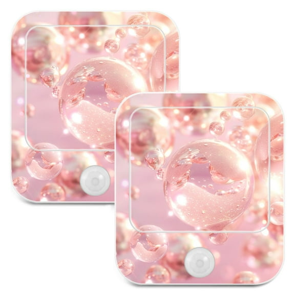 Pink Pearls Bubbles Night Lights Plug into Wall LED with Auto Light Sensor Warm Light for Kids Hallway Bedroom Living Room Kitchen Bathroom Set of 2