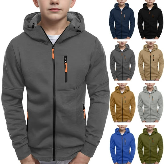 5-14 Years Boys Half Zip Hooded Sweatshirt Long Sleeve Pullover Tops Kids Fleece Sweatshirts Gift for Kids