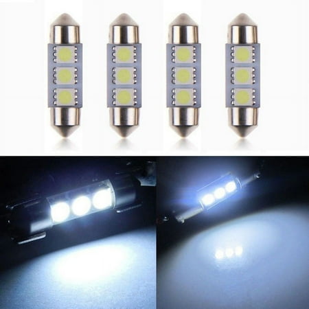 

4Pcs 36Mm 3-Led 5050 Smd 6418 Canbus Error Free Dome Light Lamp Bulb