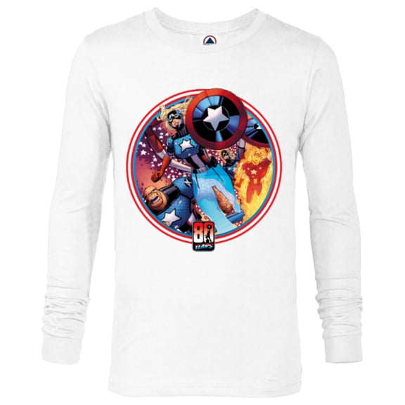 Marvel Fantastic Four Cap America 80th Anniversary Covers Standard - Long Sleeve T-Shirt for Men – Customized-White