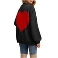 thumbnail image 6 of Lovskoo Cardigan Sweaters for Women Casual Love Pattern Long Sleeve Solid Patchwork Coat Cardigan Blouse Black, 6 of 7