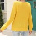 thumbnail image 4 of Suéter de mujer Jersey de punto de manga larga Jersey de punto con cuello en V Color puro para otoño invierno Amarillo M, 4 of 6