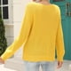 thumbnail image 4 of Suéter de mujer Jersey de punto de manga larga Jersey de punto con cuello en V Color puro para otoño invierno Amarillo M, 4 of 6
