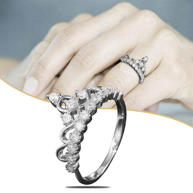 Anillos para mujer, regalos para mujer, joyería elegante para mujer, anillos 925, anillo de boda blanco, anillo de corona 6-10